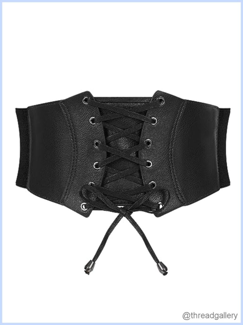 Women's Faux Leather Elastic Corset Belt Lace-Up Waspie Wide Waist Belt for